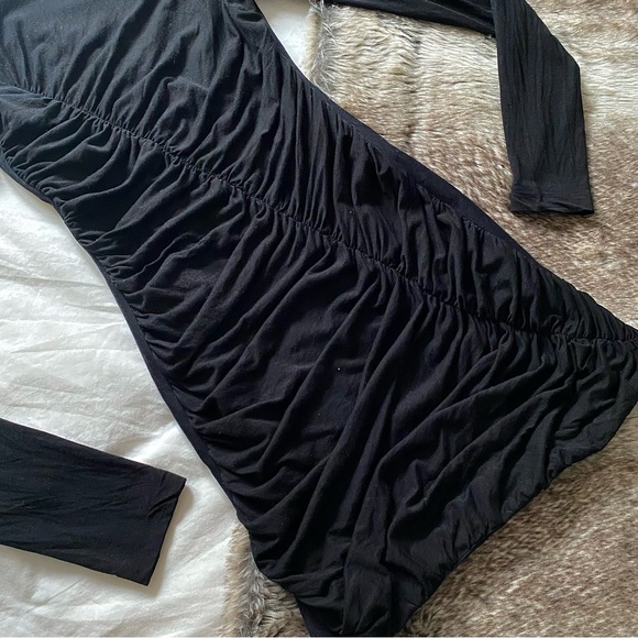 Rag and Bone Ruched Front Long Sleeve Black Dress - Picture 2 of 5